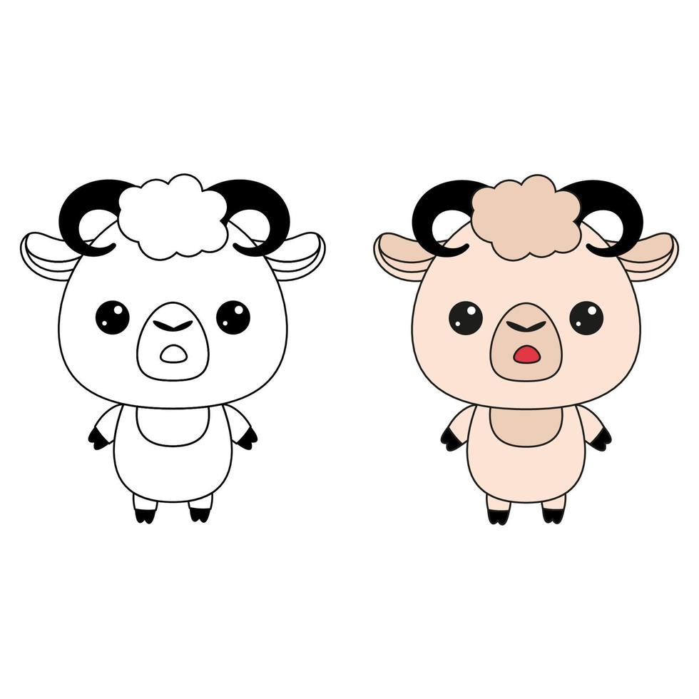 Cute lamb toy.Contour drawing of a cartoon animal. Coloring book for kids vector