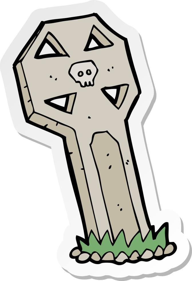 sticker of a cartoon spooky grave vector