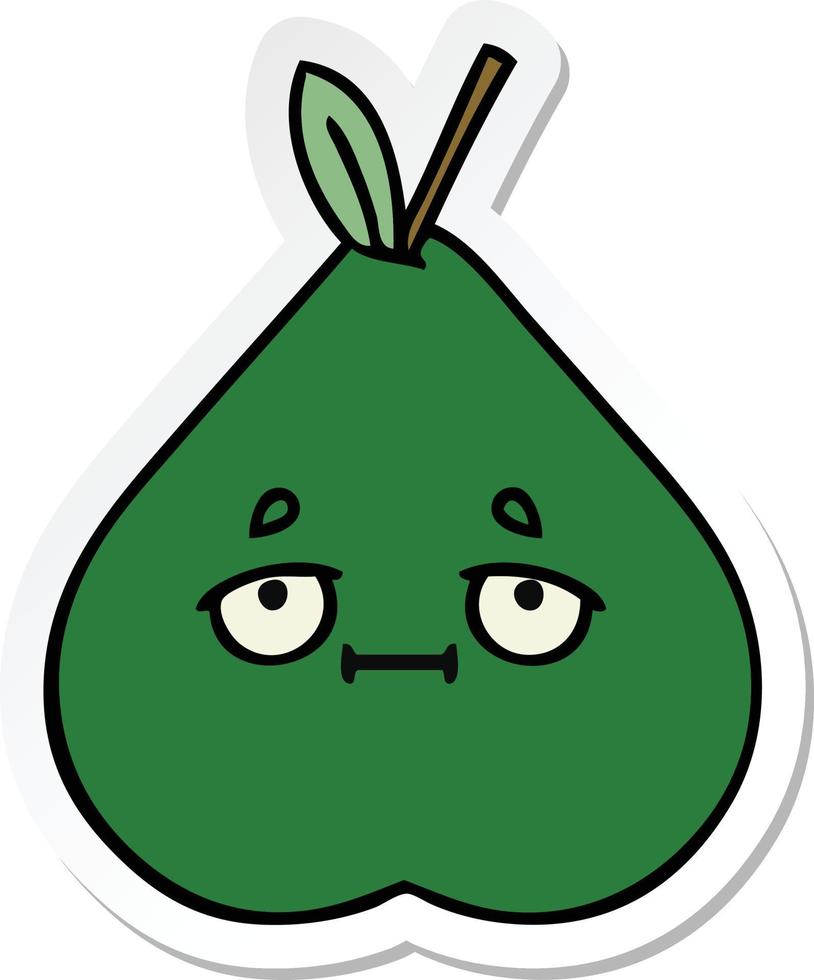 sticker of a cute cartoon pear vector