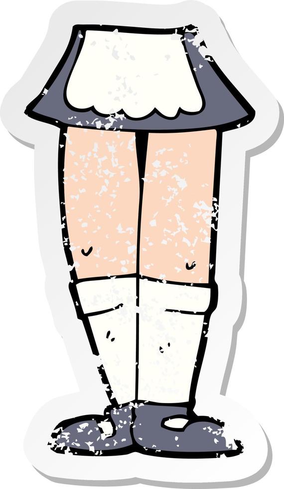 retro distressed sticker of a cartoon female legs vector