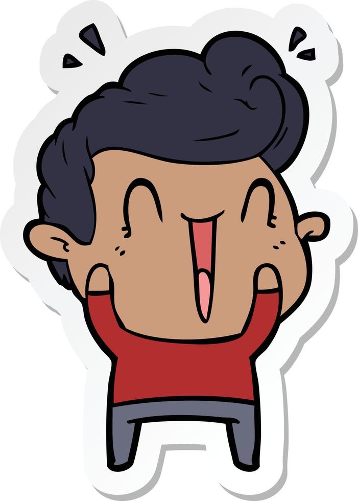 sticker of a cartoon happy man vector