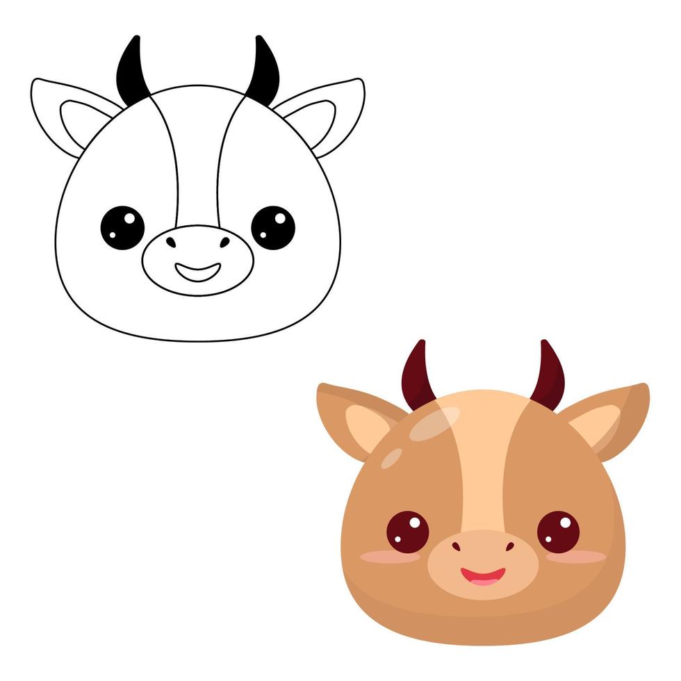 la cabeza de un animal de dibujos animados. cabeza de vaca dibujo de contorno lindo toro la cabeza de un animal de dibujos animados. cabeza de vaca dibujo de contorno lindo toro