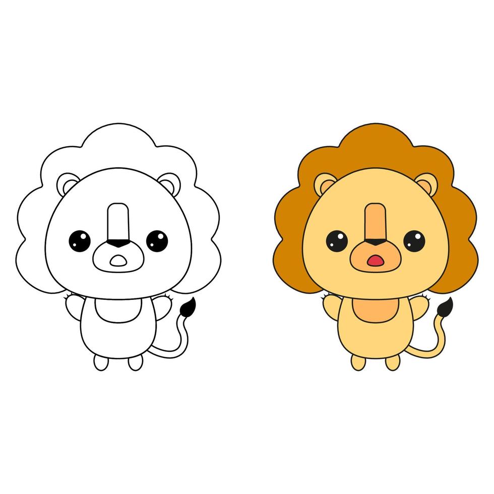 Cute lion toy.Contour drawing of a cartoon animal. Coloring book for kids vector