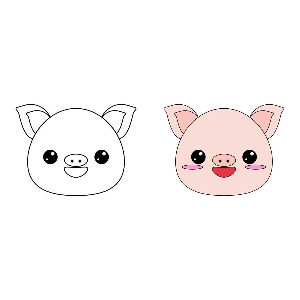 Cute pig toy.Contour drawing of a cartoon animal. Coloring book for kids vector