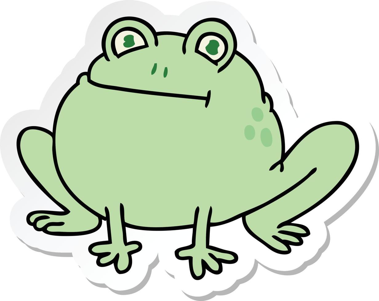 sticker of a quirky hand drawn cartoon frog vector
