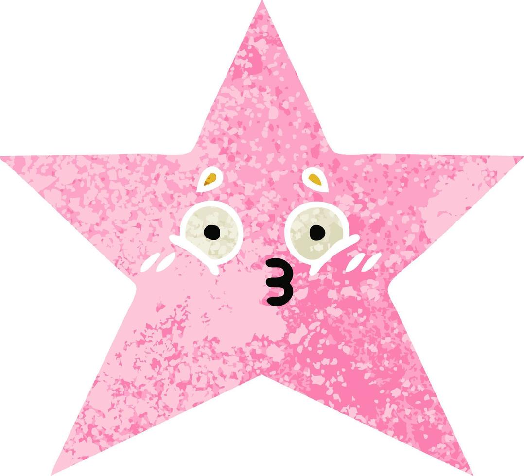 retro illustration style cartoon star fish vector