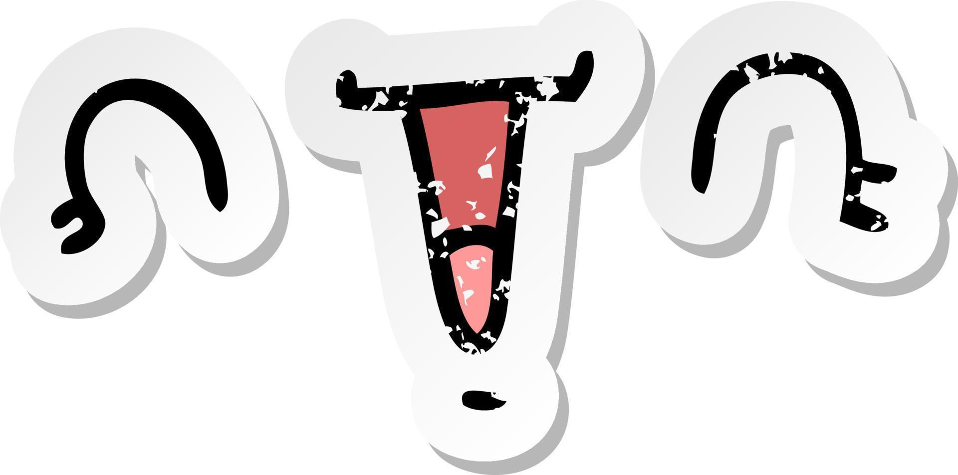 distressed sticker of a happy cartoon face vector
