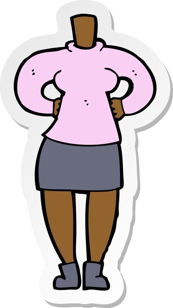 sticker of a cartoon female body vector