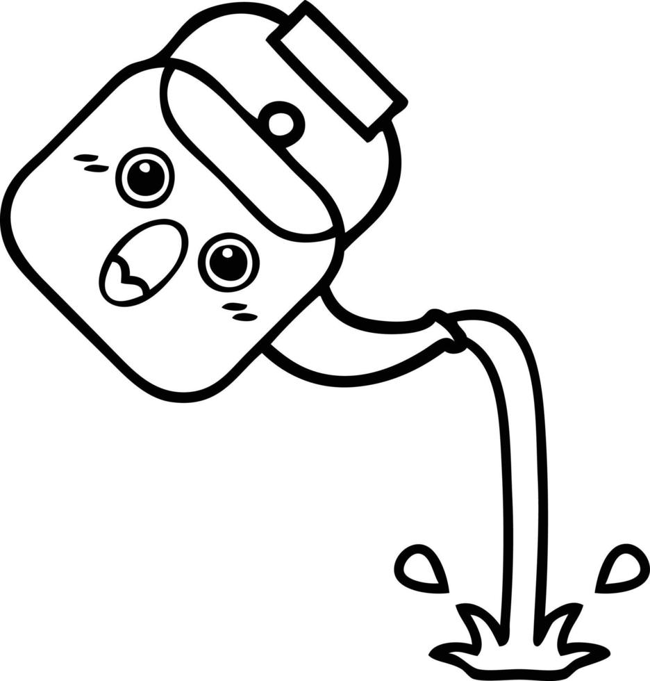 line drawing cartoon pouring kettle vector