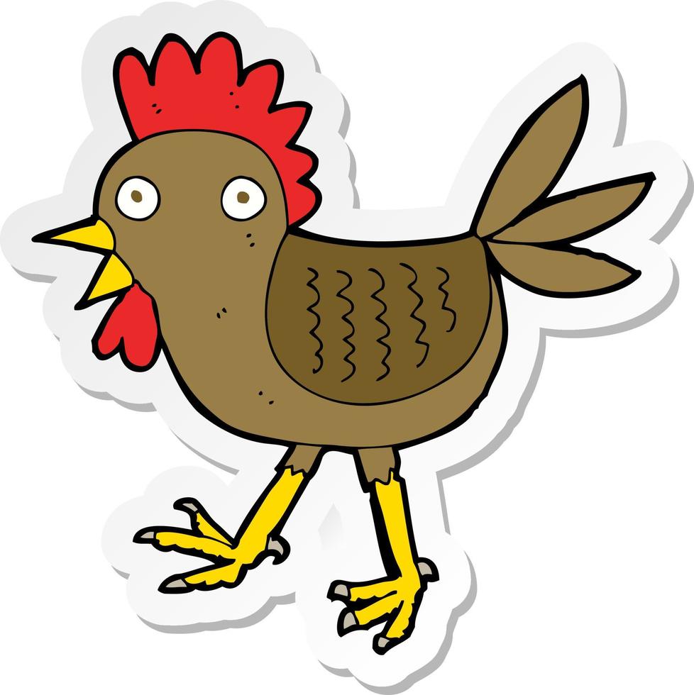 sticker of a funny cartoon chicken vector