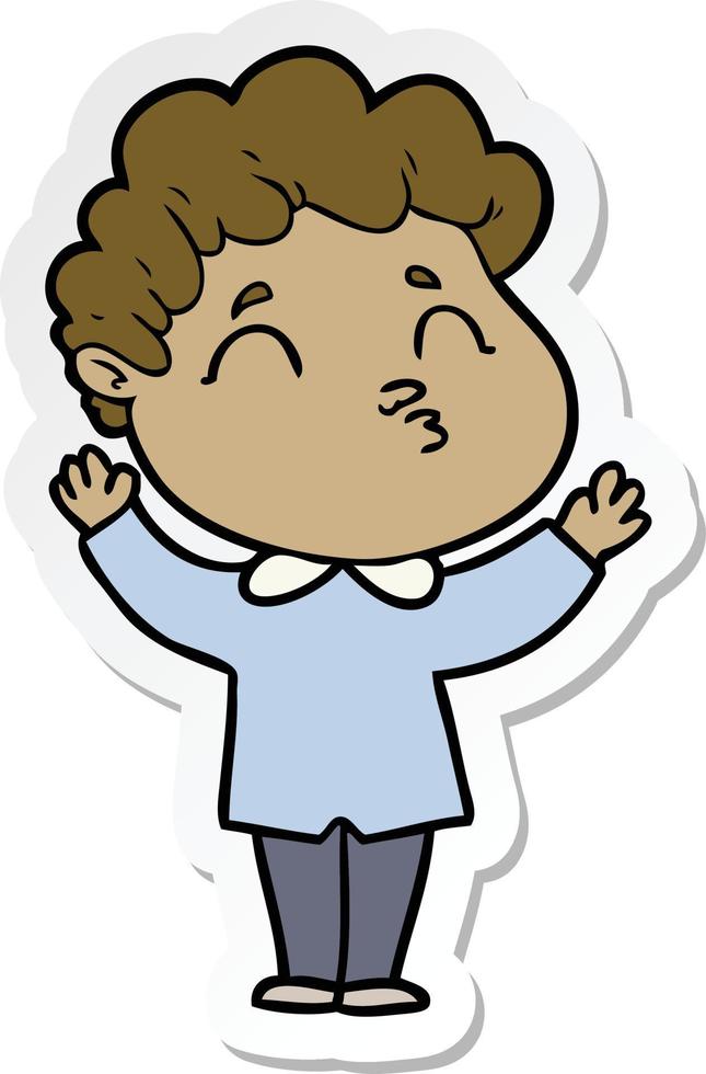 sticker of a cartoon man shrugging vector