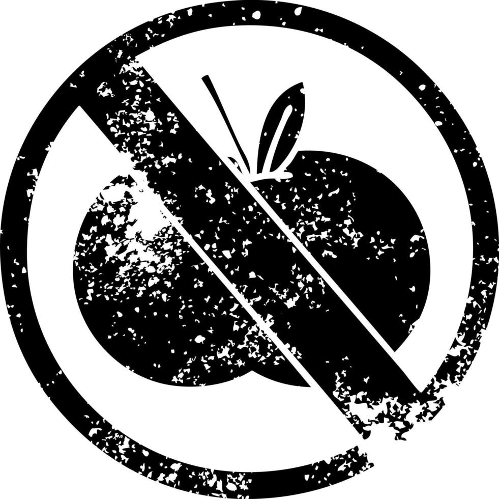 distressed symbol no fruit allowed sign vector