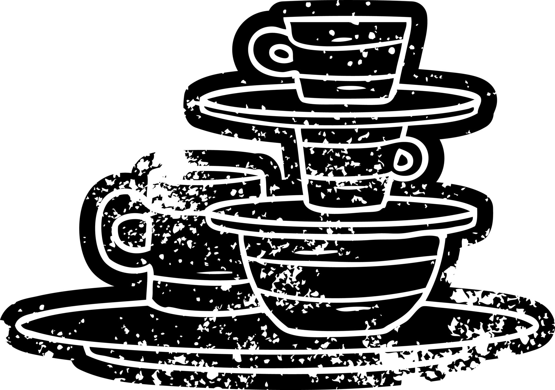 grunge icon drawing of colourful bowls and plates 10438884 Vector Art