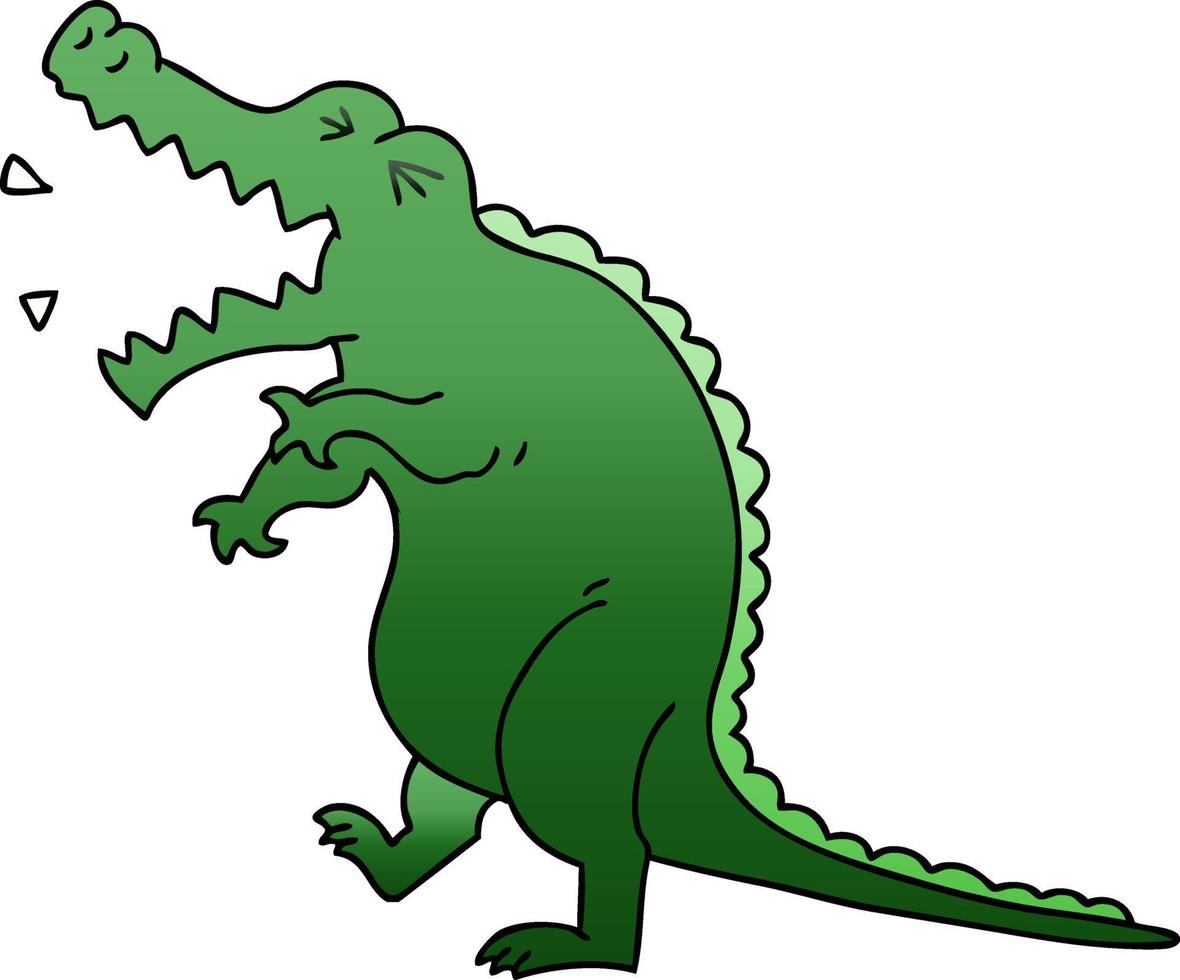 quirky gradient shaded cartoon crocodile vector