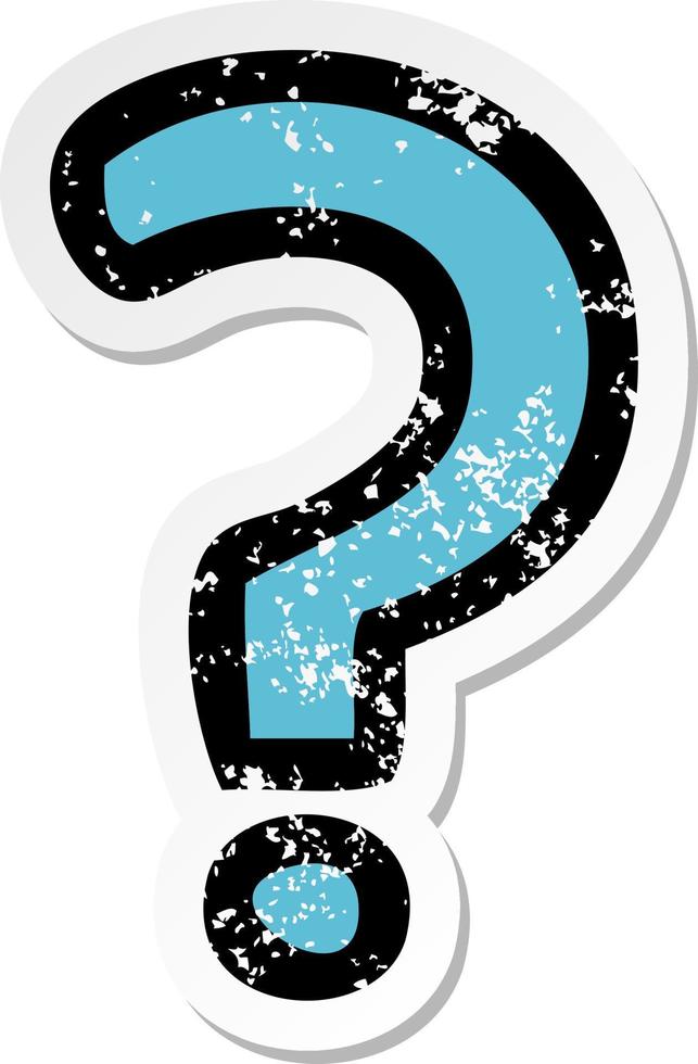 distressed sticker of a cute cartoon question mark vector