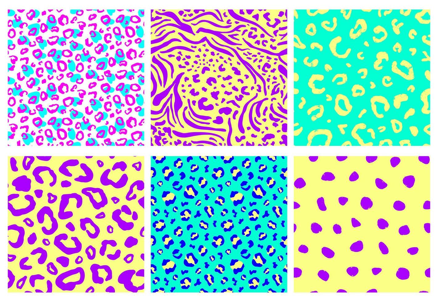 Animal print seamless pattern set vector