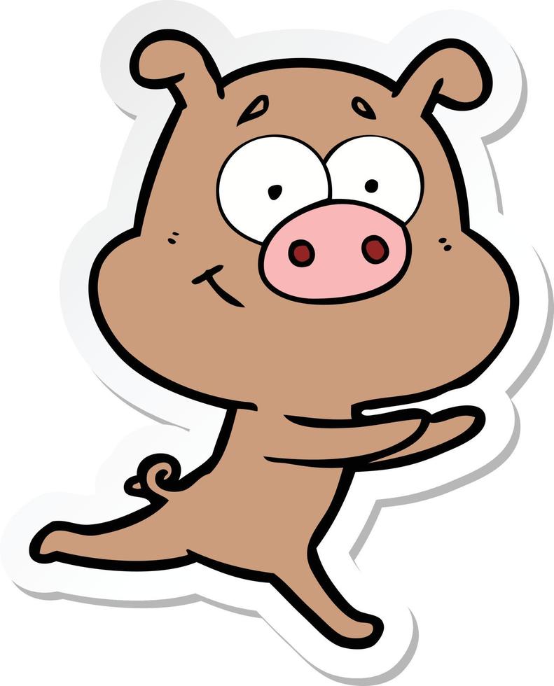 sticker of a happy cartoon pig vector