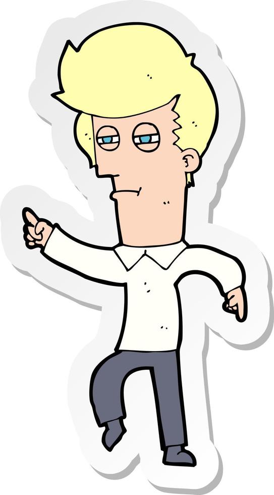 sticker of a cartoon man accusing vector