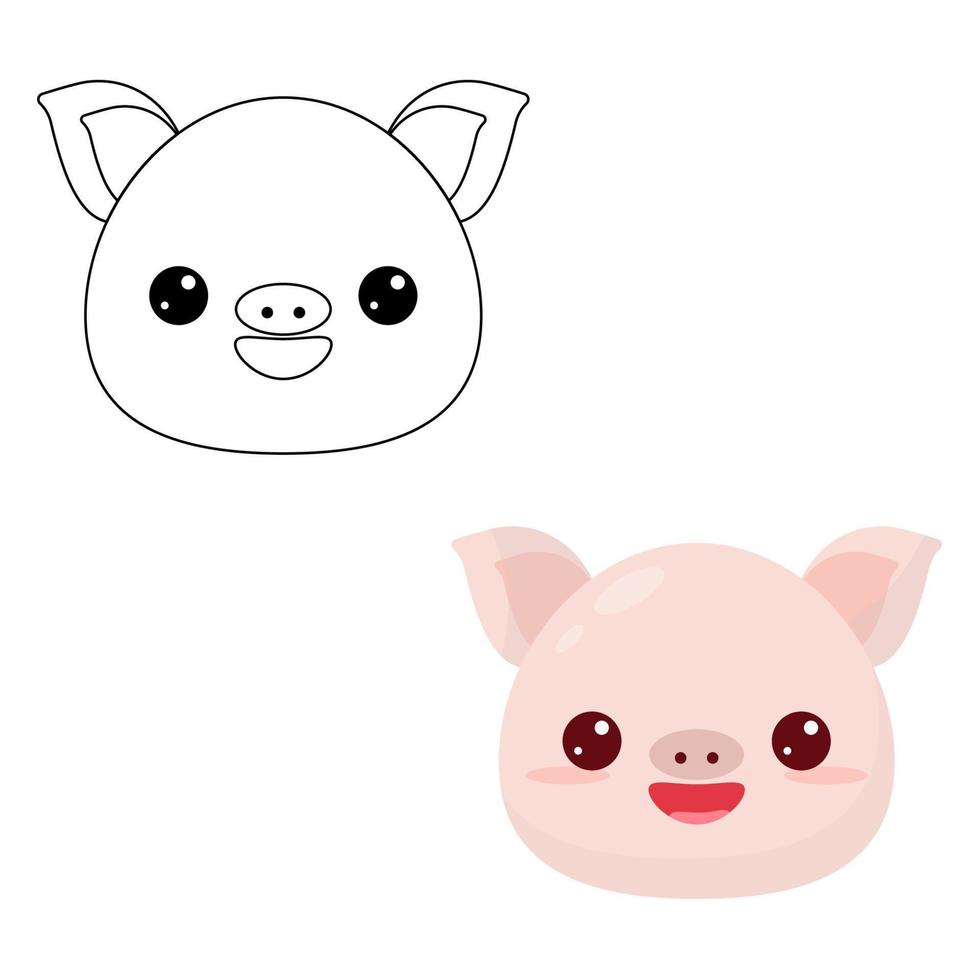 Cute pig toy.Contour drawing of a cartoon animal. Coloring book for kids vector