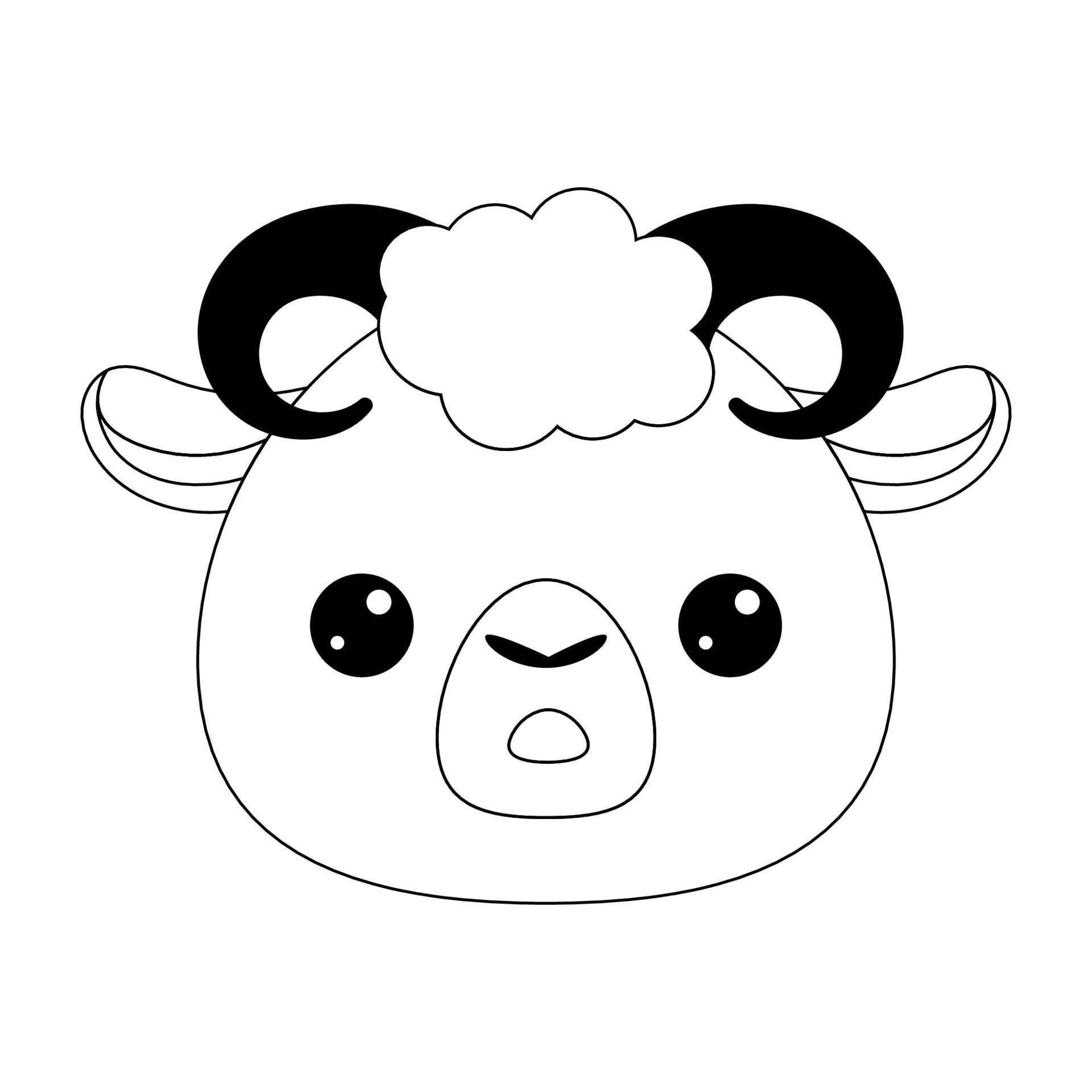 Contour drawing lamb on white background. Drawing engraving. Cartoon ...