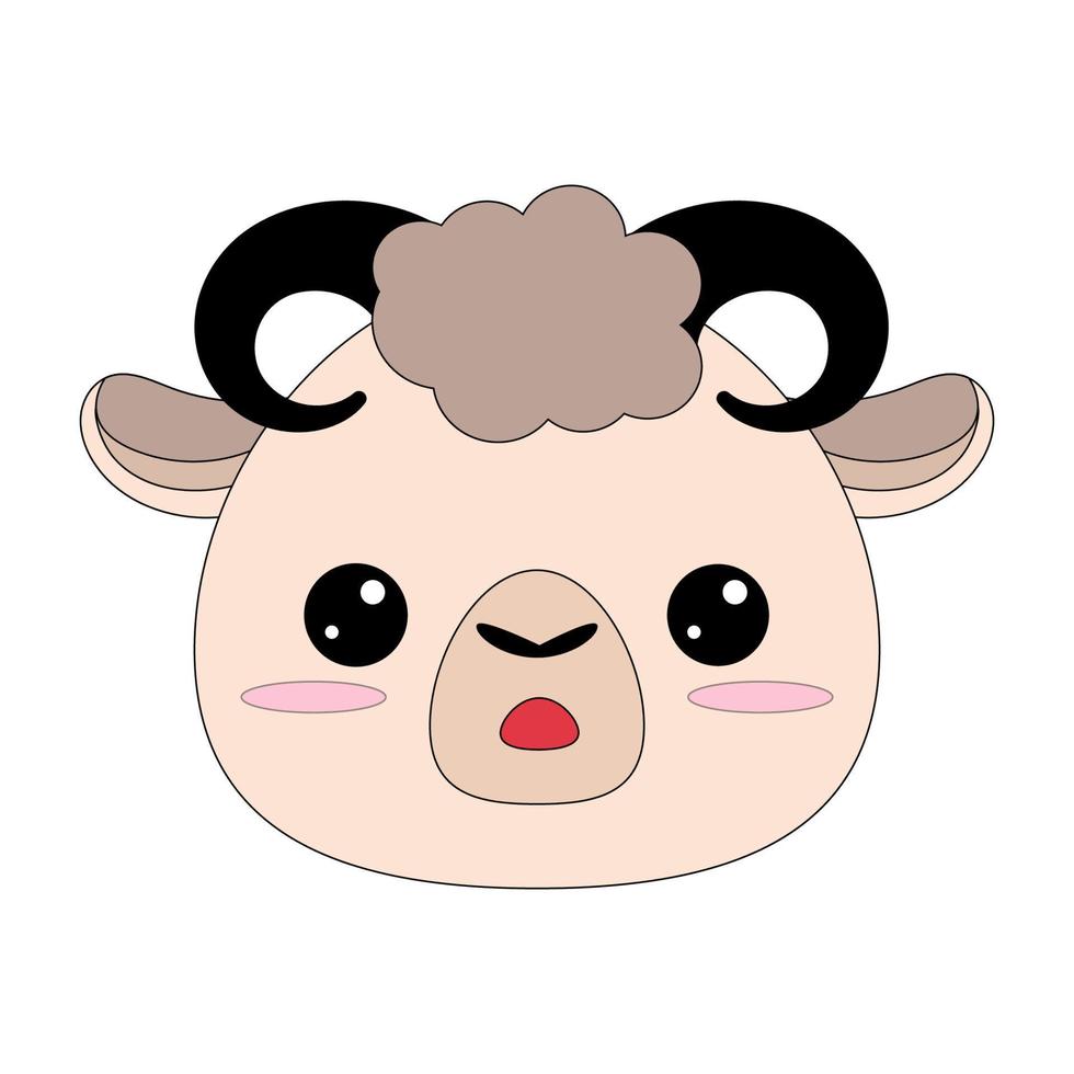 The head of a cartoon animal. Lamb's head. Contour drawing.  Cute cartoon sheep. Educational book with animals for preschool and kindergarten children vector