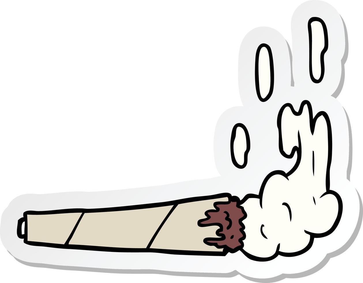 sticker of a cartoon marijuana joint vector