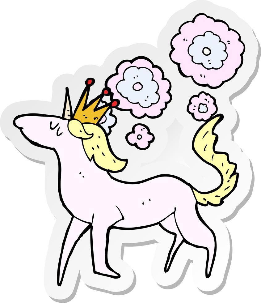 sticker of a cartoon magical horse vector