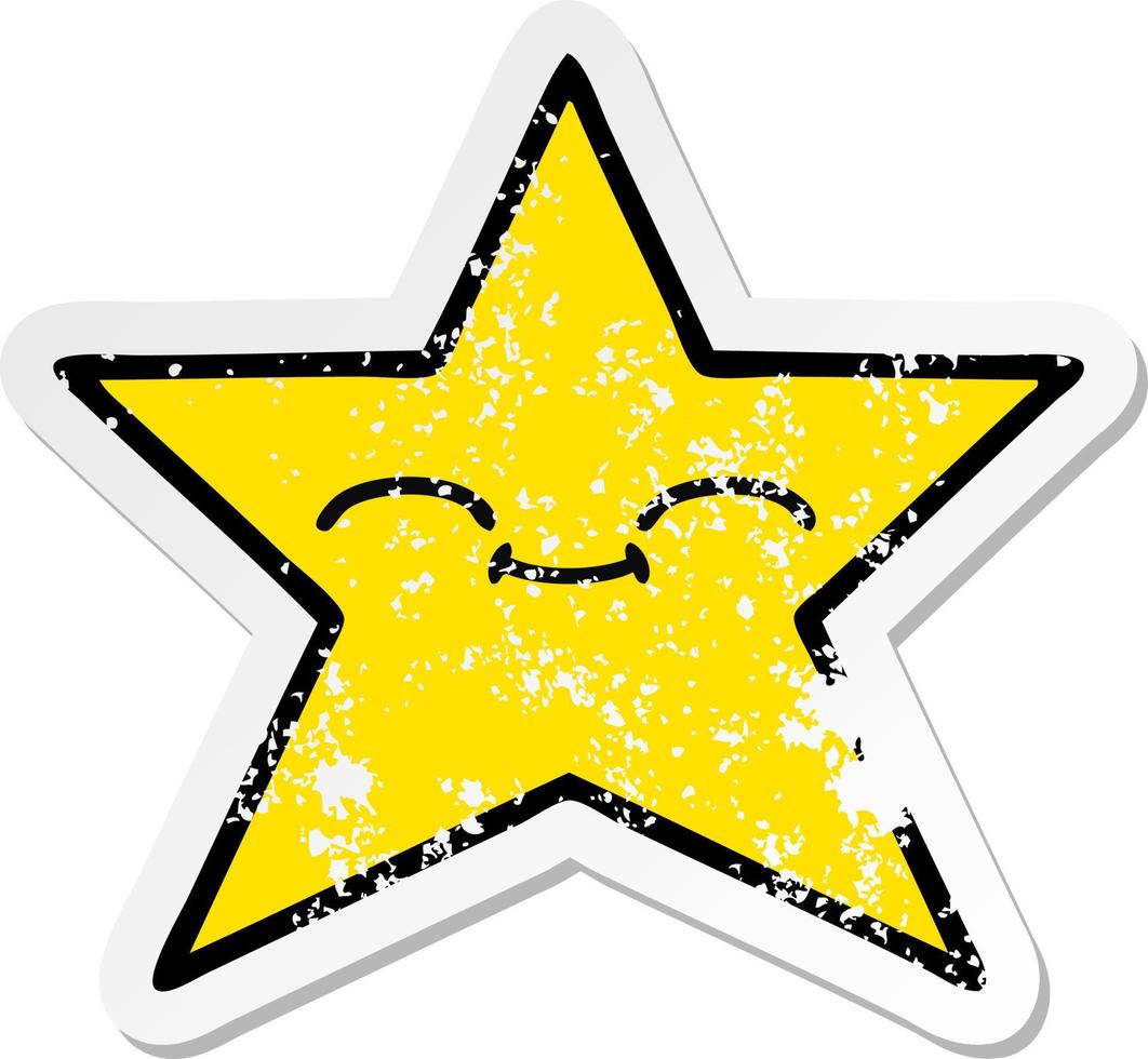 distressed sticker of a cute cartoon gold star vector
