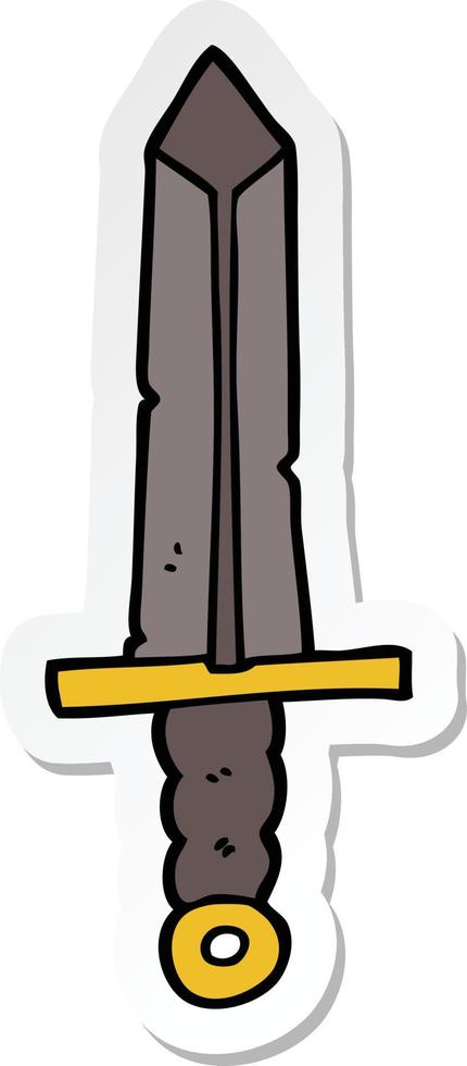 sticker of a cartoon sword vector