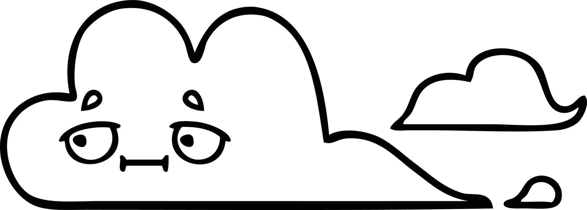 line drawing cartoon storm cloud vector