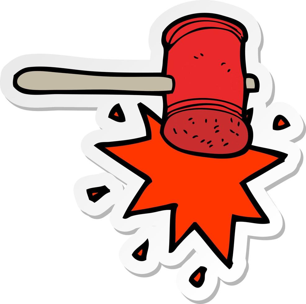 sticker of a cartoon hammer vector