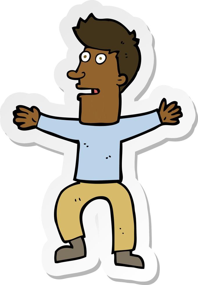 sticker of a cartoon startled man vector