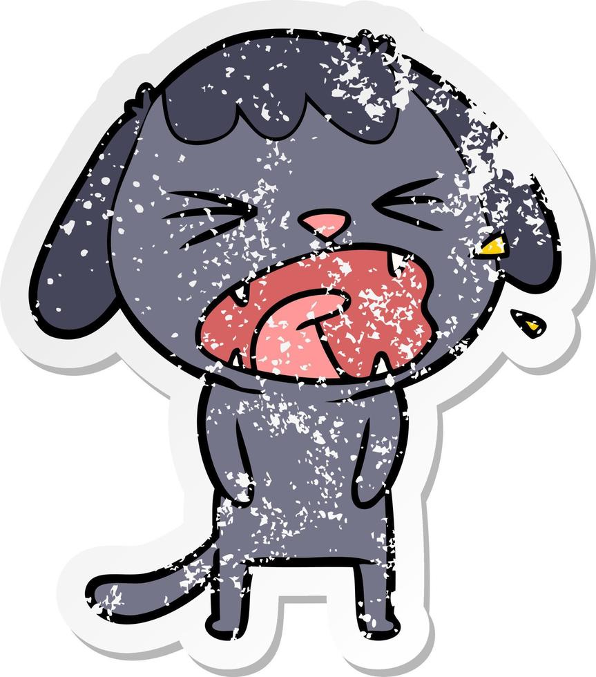 distressed sticker of a cute cartoon dog vector