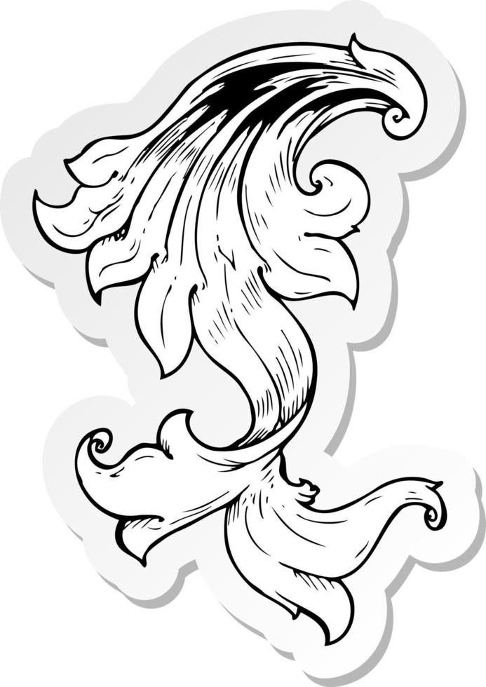 sticker of a traditional hand drawn floral swirl vector