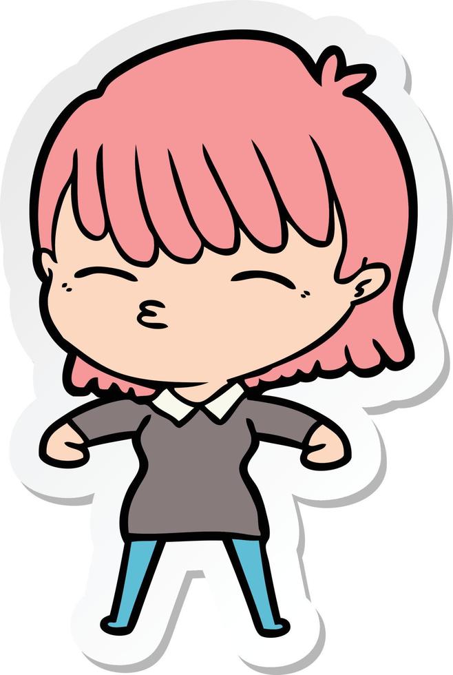 sticker of a cartoon woman vector