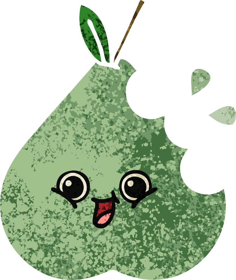 retro illustration style cartoon green pear vector