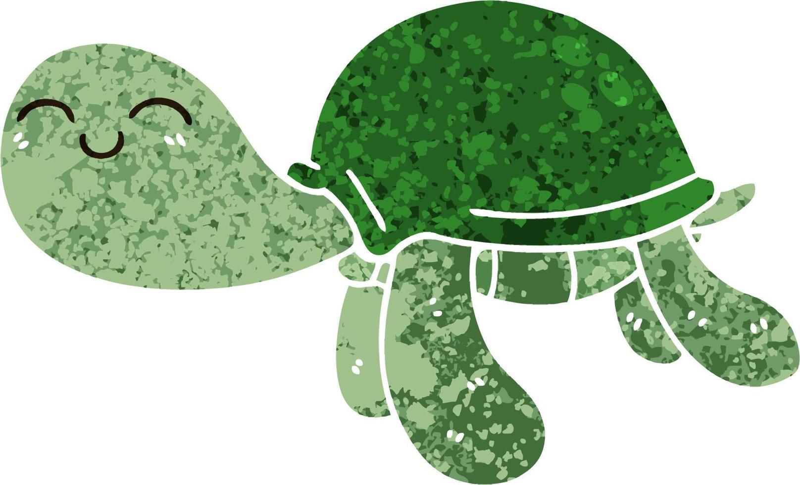 quirky retro illustration style cartoon turtle vector