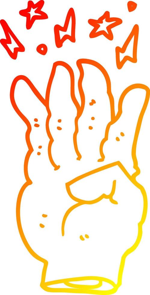 warm gradient line drawing cartoon spooky magic hand vector