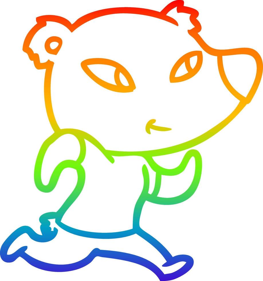 rainbow gradient line drawing cute cartoon bear vector