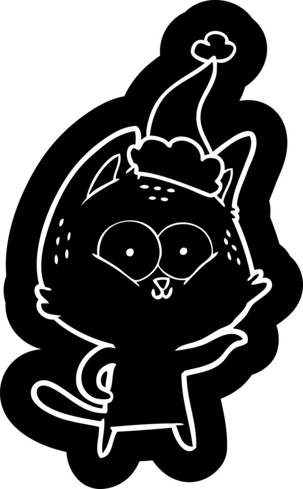 cartoon icon of a cat wearing santa hat vector