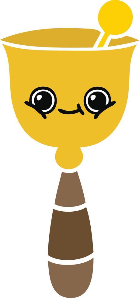 flat color retro cartoon school bell vector