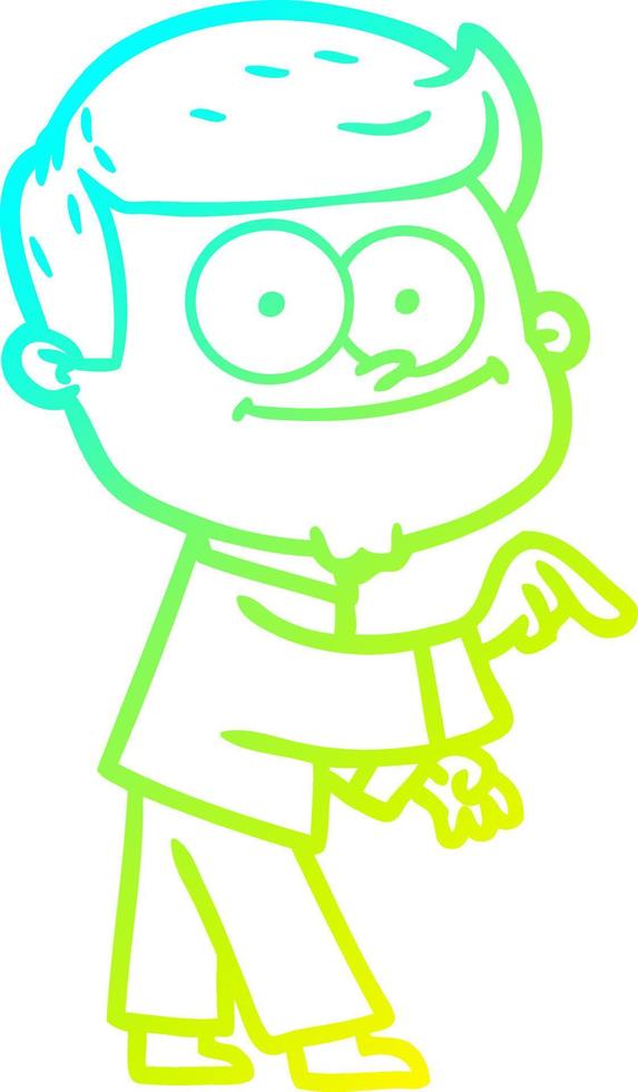 cold gradient line drawing cartoon happy man vector