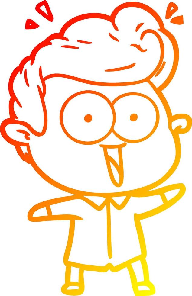warm gradient line drawing cartoon excited man vector