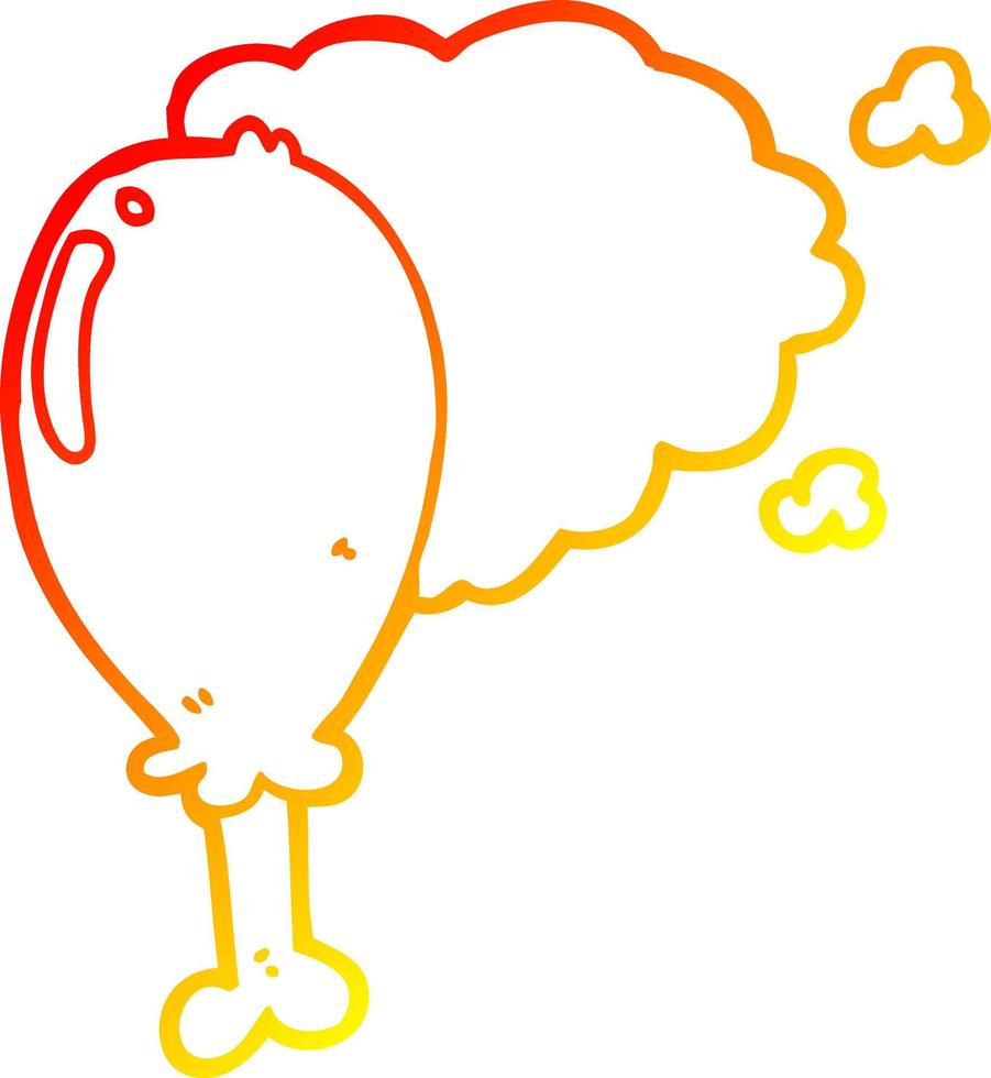 warm gradient line drawing cartoon chicken leg vector