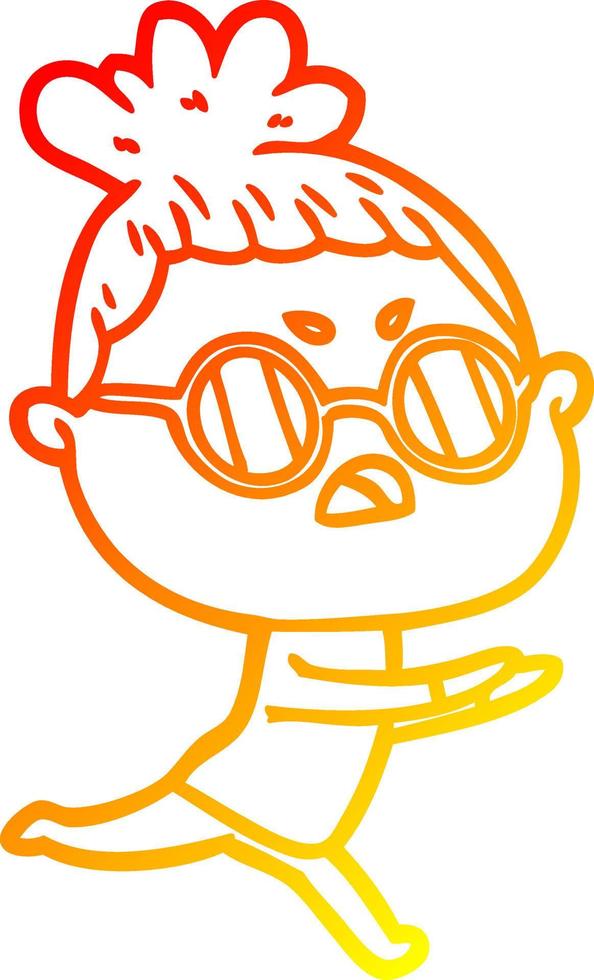 warm gradient line drawing cartoon annoyed woman vector