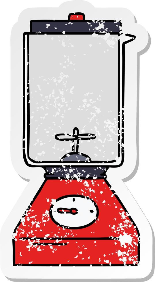 distressed sticker cartoon doodle of a food blender vector