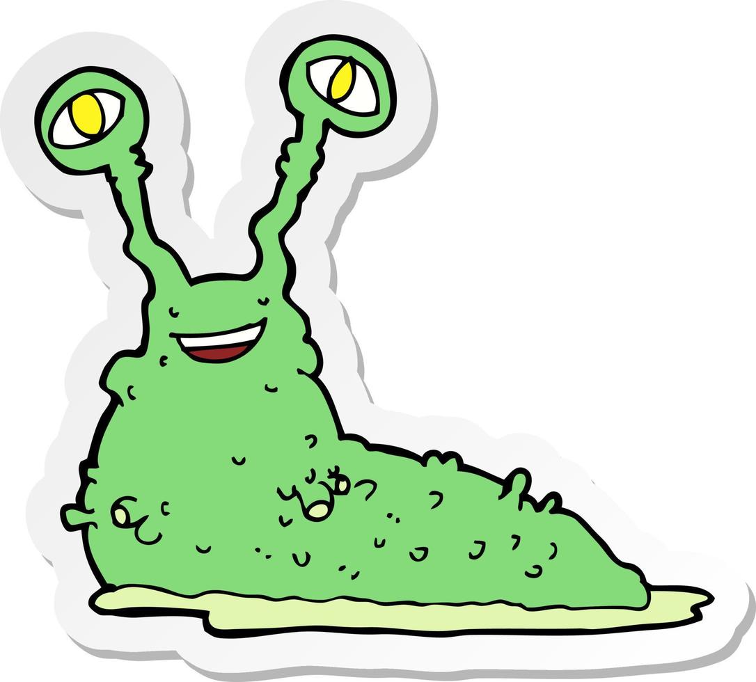 sticker of a cartoon slug vector