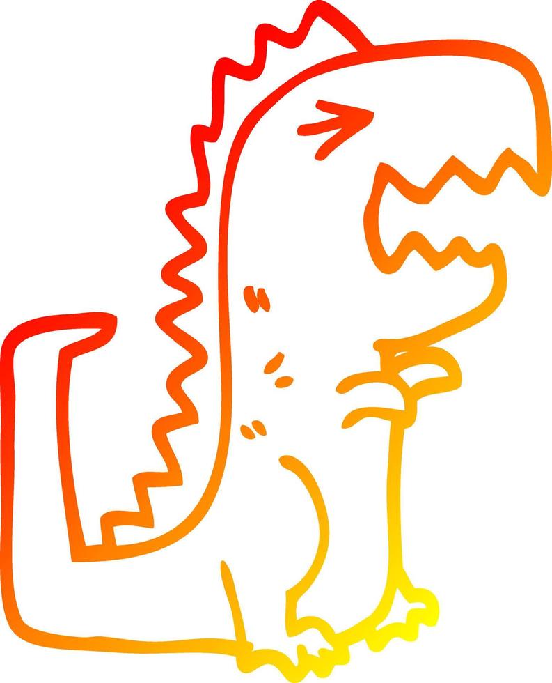 warm gradient line drawing cartoon roaring t rex vector