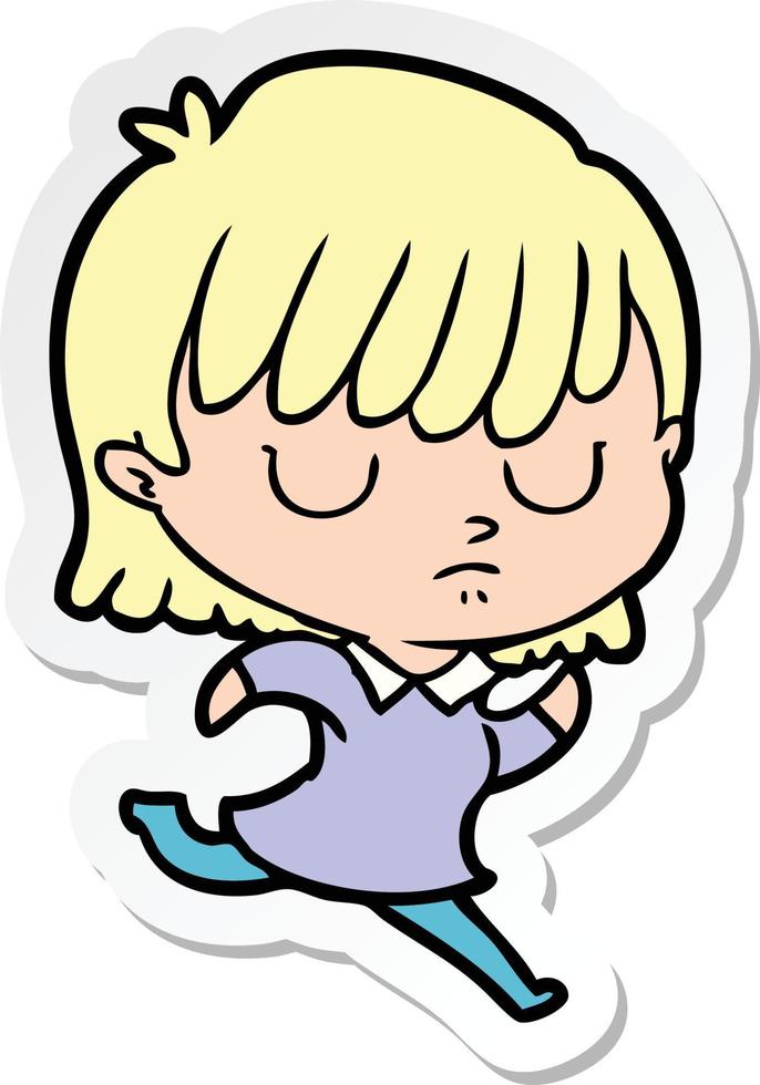 sticker of a cartoon woman vector