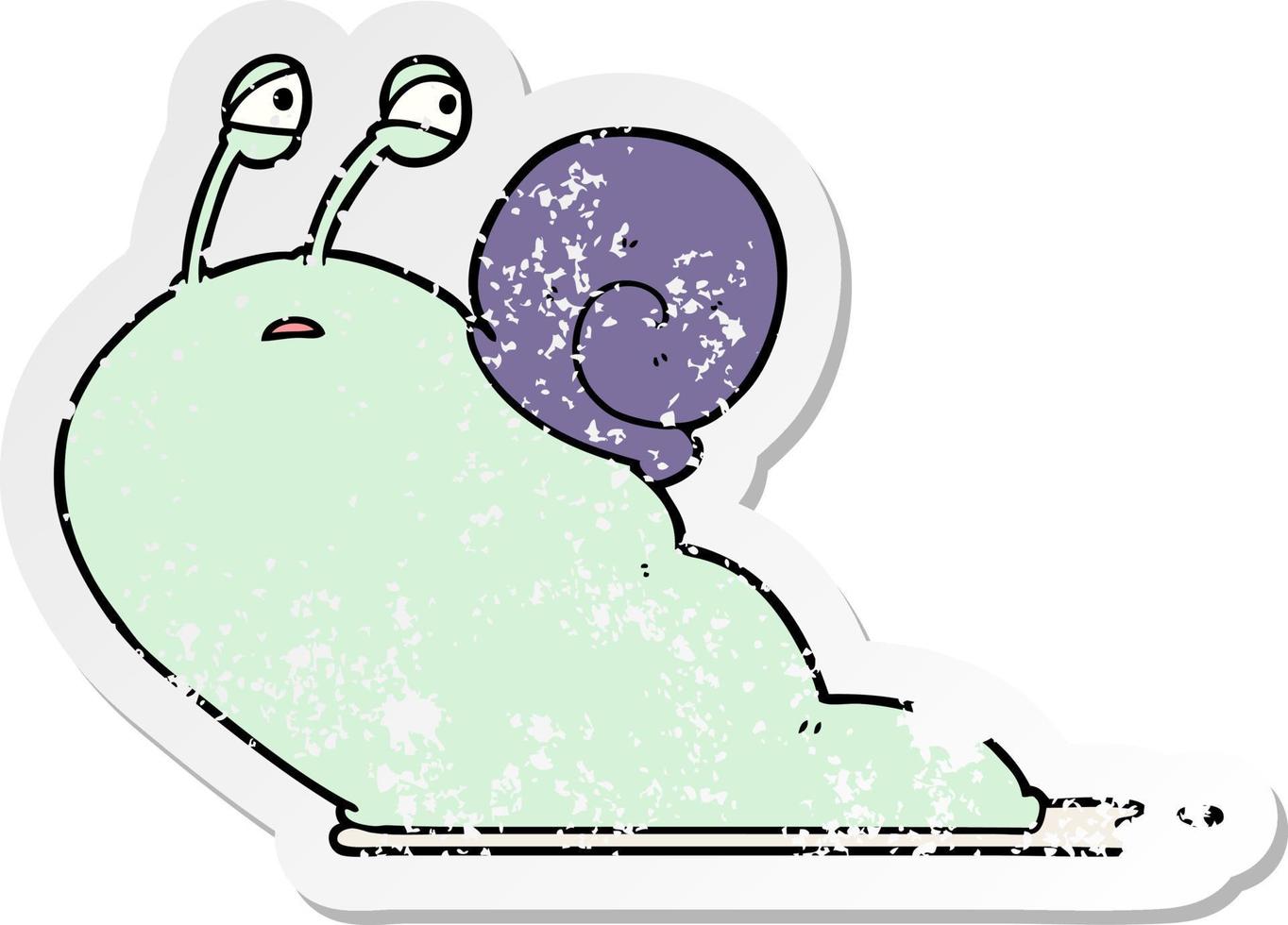 distressed sticker of a cartoon slug vector